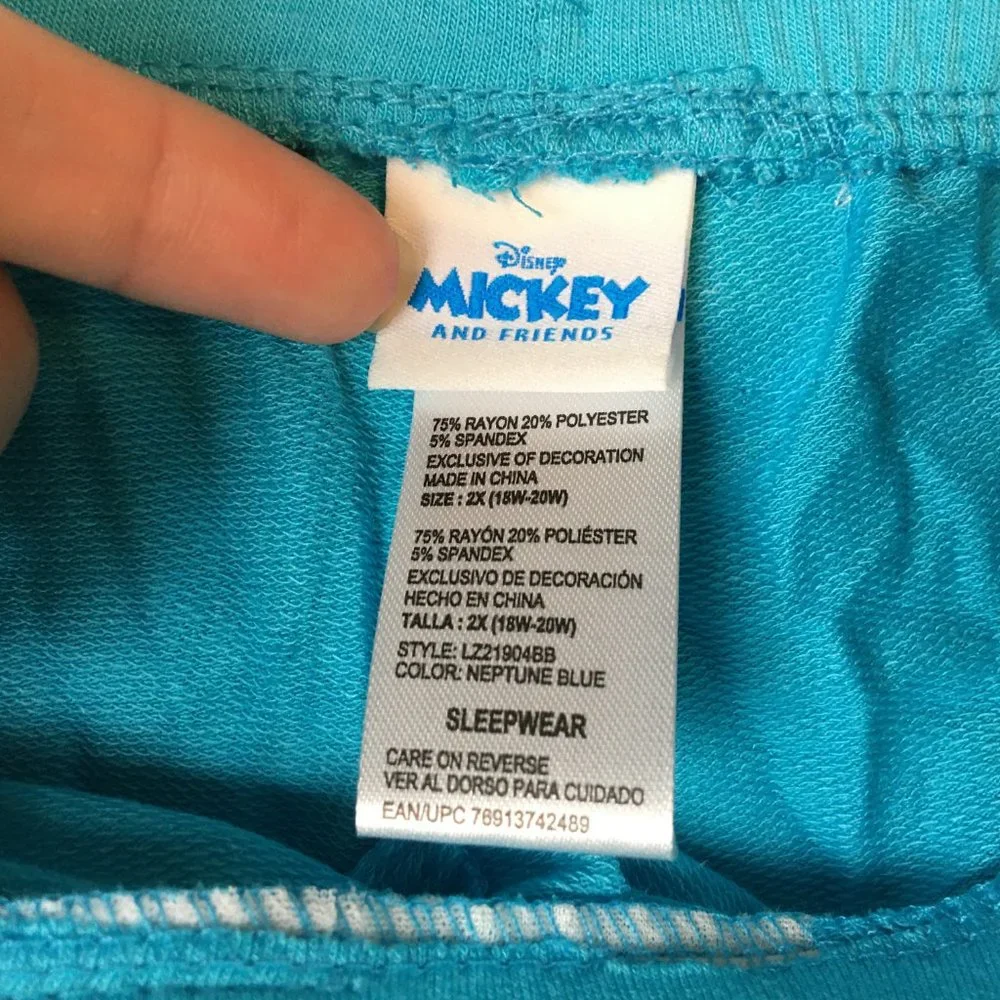 Disney Mickey and Friends Sleep Shorts 2X Blue Drawstring Pockets Printed Mini - Picture 7 of 11